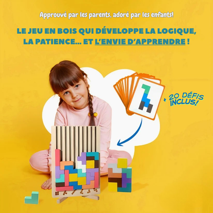 Puzzle Éducatif Vertical en Bois | Inspiré de la Méthode Montessori