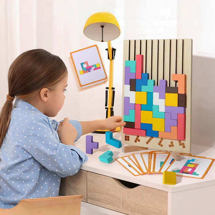Puzzle Éducatif Vertical en Bois | Inspiré de la Méthode Montessori