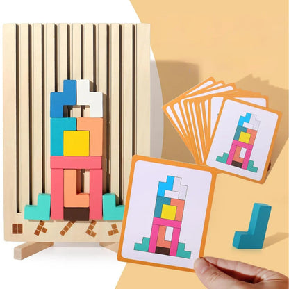 Puzzle Éducatif Vertical en Bois | Inspiré de la Méthode Montessori
