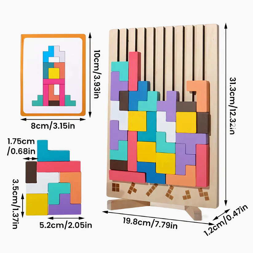 Puzzle Éducatif Vertical en Bois | Inspiré de la Méthode Montessori